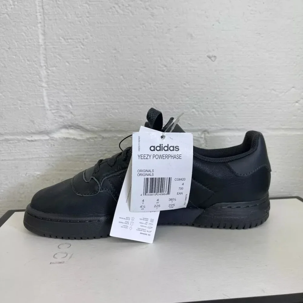 Adidas Yeezy Powerphase Calabasas Core Black Leather Sneaker Low Top Mens 4.5 US